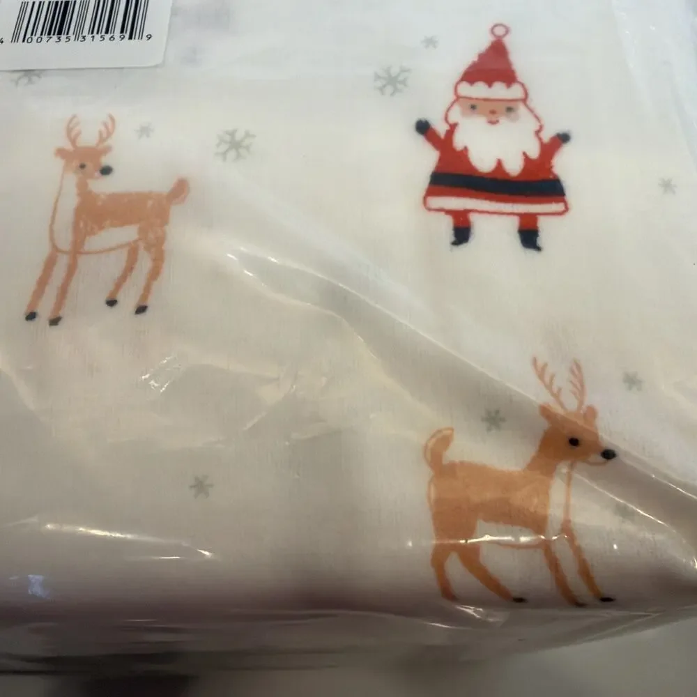 Cuddl Duds King Bed Sheet Set Christmas Santa Reindeer Heavyweight Flannel NEW!